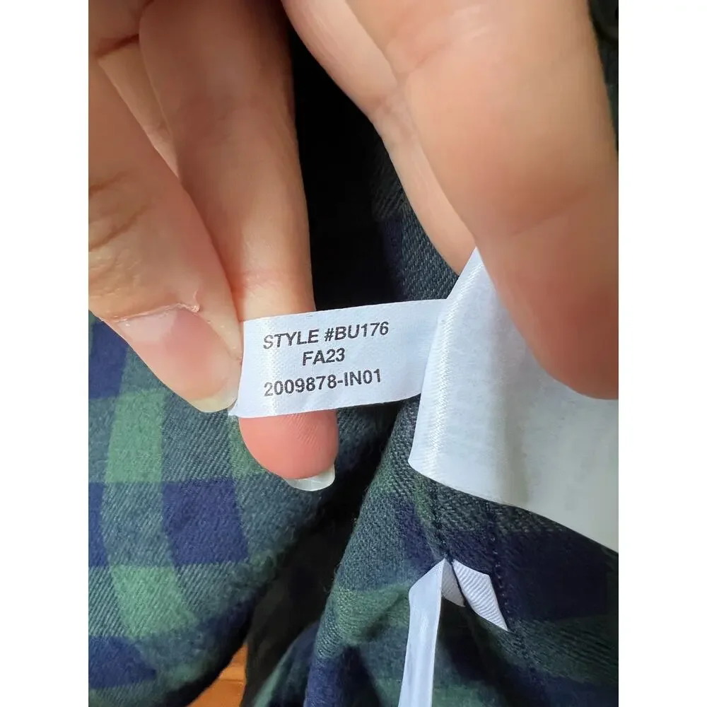 NWT J. Crew Men's Classic Plaid Flannel Shirt New Blackwatch Navy Green Size M